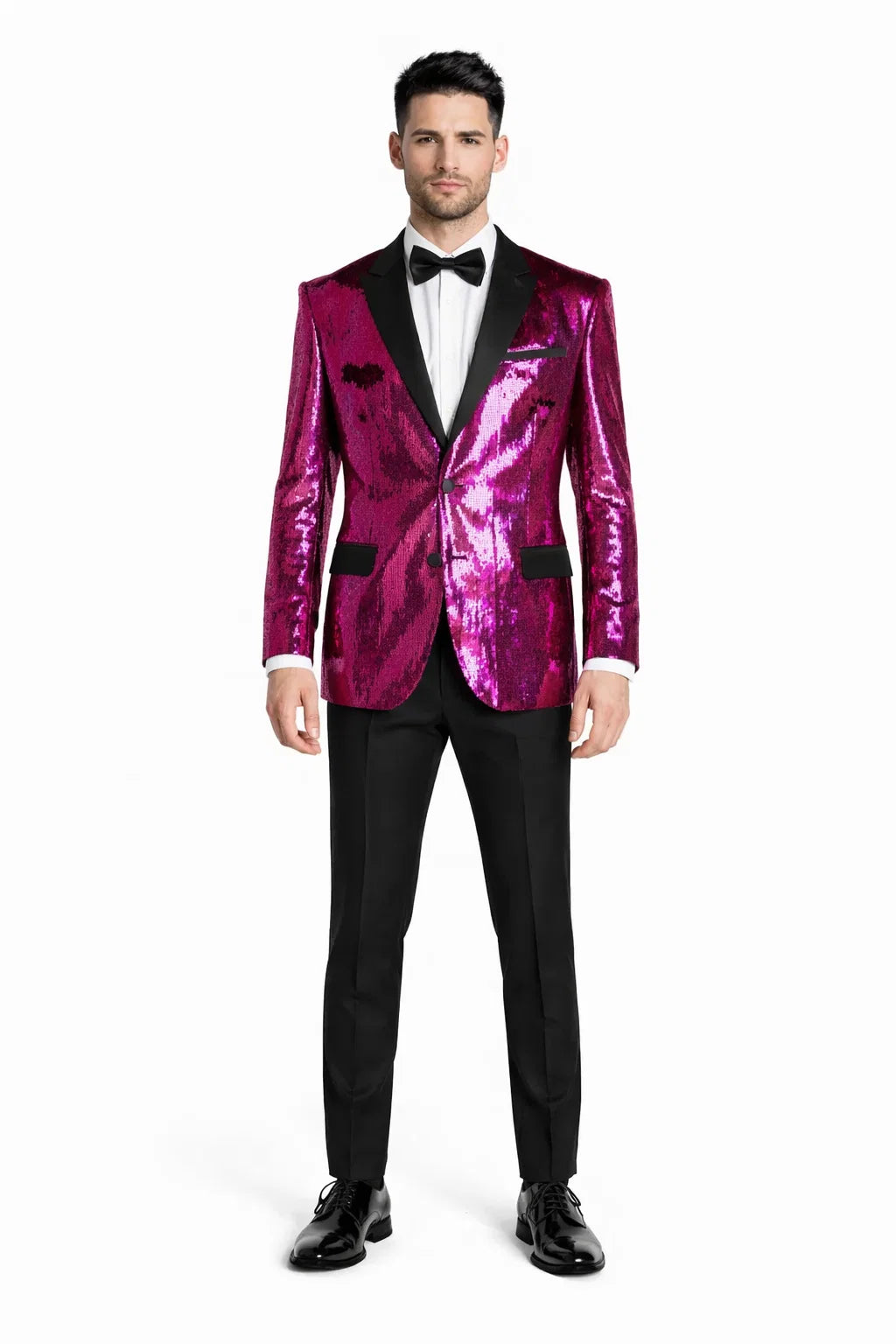 Men's One Button Hot Pink ~ Fuchsia Sequin Blazer - Sequin Tuxedo