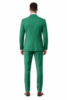 Mens One Button Notch Lapel Green Suit