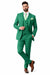 Mens One Button Notch Lapel Green Suit