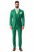 Mens One Button Notch Lapel Green Suit