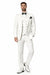 Mens One Button Notch Lapel Wide Leg Suit White