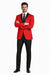 Men'S One Button Red And Black Lapel 2 Toned Tuxedo Dinner Jacket