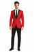 Men'S One Button Red And Black Lapel 2 Toned Tuxedo Dinner Jacket