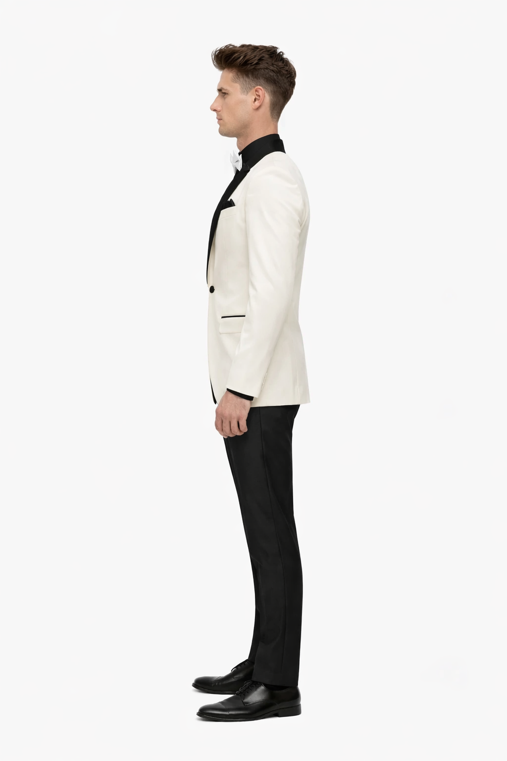 Men'S One Button Shawl Lapel Ivory Prom Wedding Tuxedo Jacket & Pants Perfect For Prom & Wedding - Image 2