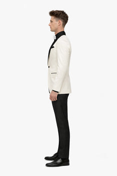 Men'S One Button Shawl Lapel Ivory Prom Wedding Tuxedo Jacket & Pants Perfect For Prom & Wedding - Image 2