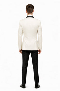 Men'S One Button Shawl Lapel Ivory Prom Wedding Tuxedo Jacket & Pants Perfect For Prom & Wedding - Image 3