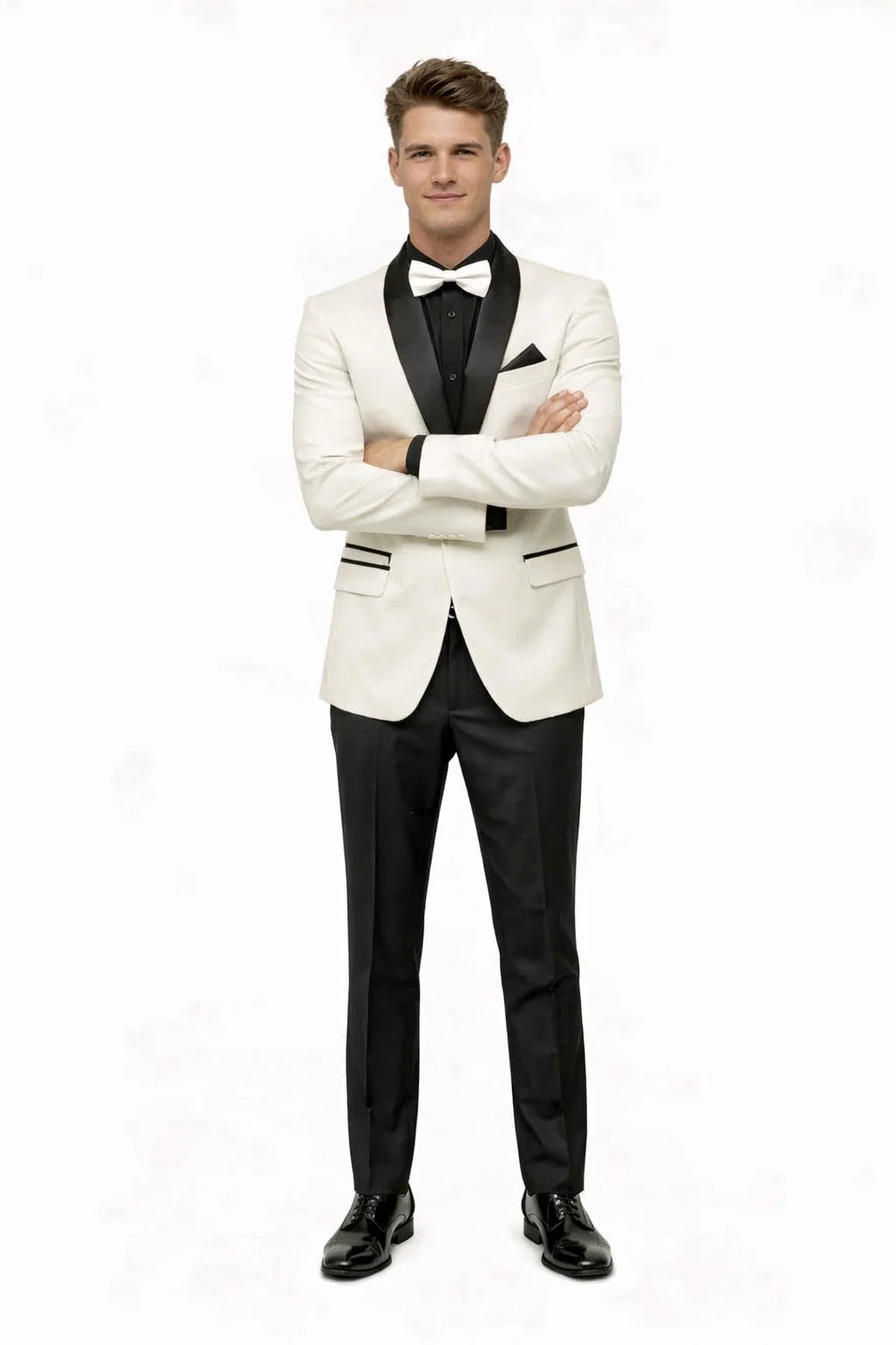 Men'S One Button Shawl Lapel Ivory Prom Wedding Tuxedo Jacket & Pants Perfect For Prom & Wedding - Image 5