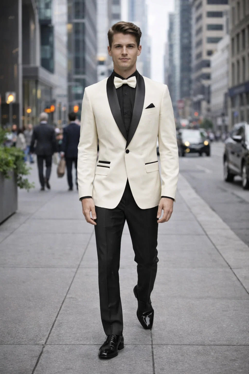 Men'S One Button Shawl Lapel Ivory Prom Wedding Tuxedo Jacket & Pants Perfect For Prom & Wedding - Image 6