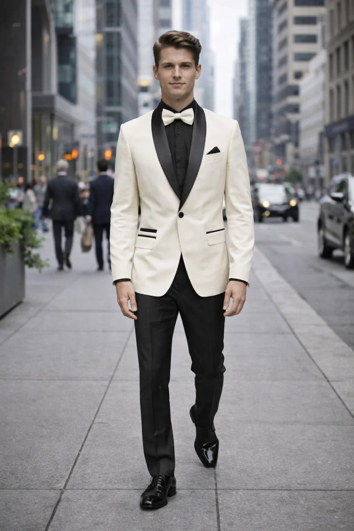 Men'S One Button Shawl Lapel Ivory Prom Wedding Tuxedo Jacket & Pants Perfect For Prom & Wedding - Image 6