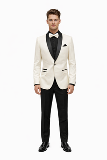 Men'S One Button Shawl Lapel Ivory Prom Wedding Tuxedo Jacket & Pants Perfect For Prom & Wedding
