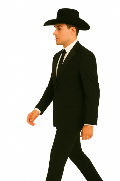 Men'S One Button Slim Fit Solid Black Side Vents Tuxedo Suit With Shawl Lapel - Image 4