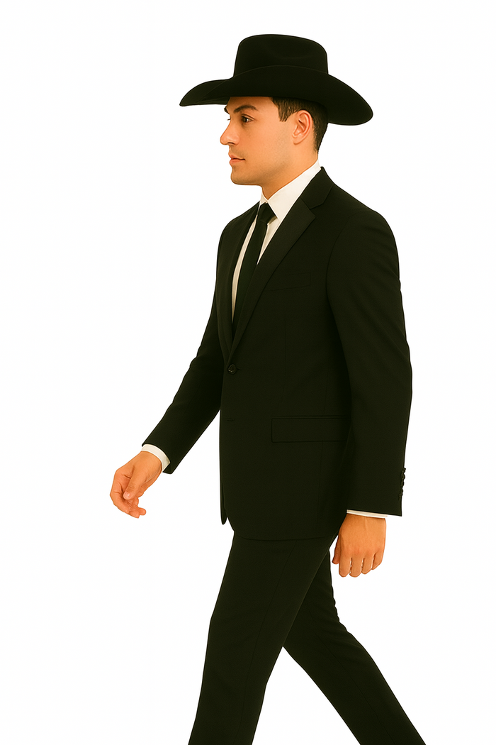 Men'S One Button Slim Fit Solid Black Side Vents Tuxedo Suit With Shawl Lapel - Image 4