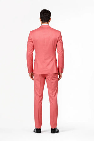 Men's One Button  Slim Fit Salmon ~ Melon ~ Peachish Pinkish ~ Coral color Peak Lapel Blazer- Slim Fit Cut