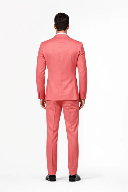 Men's One Button  Slim Fit Salmon ~ Melon ~ Peachish Pinkish ~ Coral color Peak Lapel Blazer- Slim Fit Cut