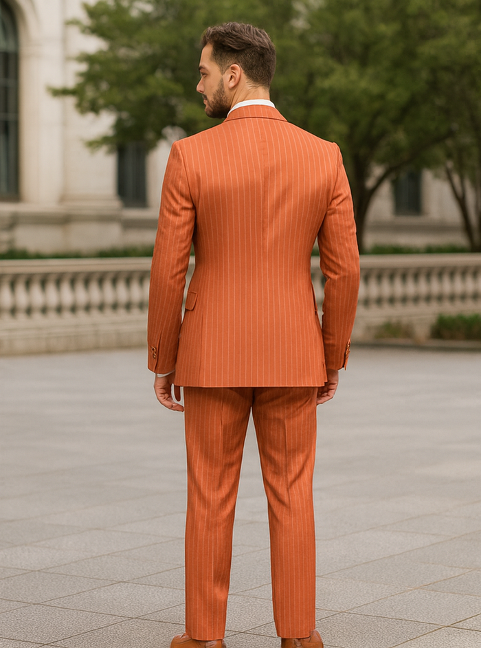 Bold Orange Double-Breasted Suit – Wedding & Business Attire - Image 2