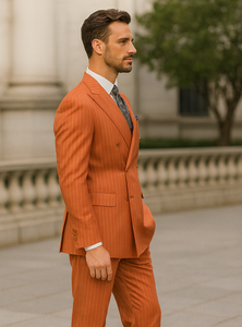Bold Orange Double-Breasted Suit – Wedding & Business Attire