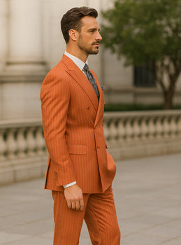 Bold Orange Double-Breasted Suit – Wedding & Business Attire - Image 3