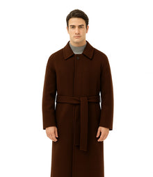Mens Overcoat Mens Topcoat Mens Brown  Button Closure Coat