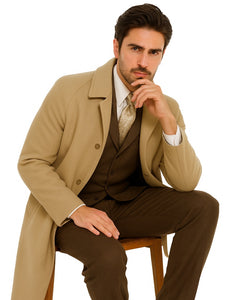 Mens Overcoat Mens Topcoat Mens Camel  Wool Dress Coat