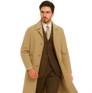 Mens Overcoat Mens Topcoat Mens Camel  Wool Dress Coat