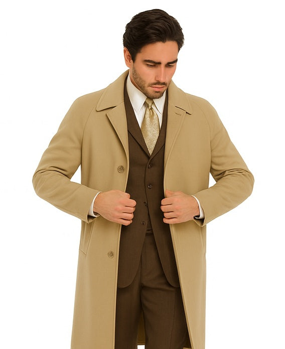 Mens Overcoat Mens Topcoat Mens Camel Wool Dress Coat Navy Blue / Coat Size 58