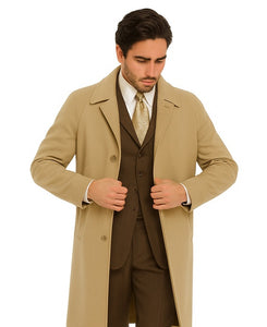 Mens Overcoat Mens Topcoat Mens Camel  Wool Dress Coat