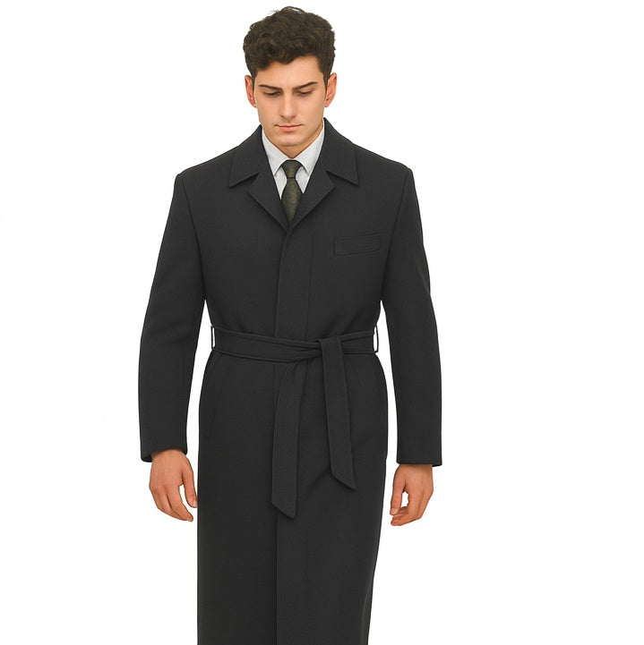 Mens Overcoat Mens Topcoat Mens Charcoal Belted Wool Dress Coat