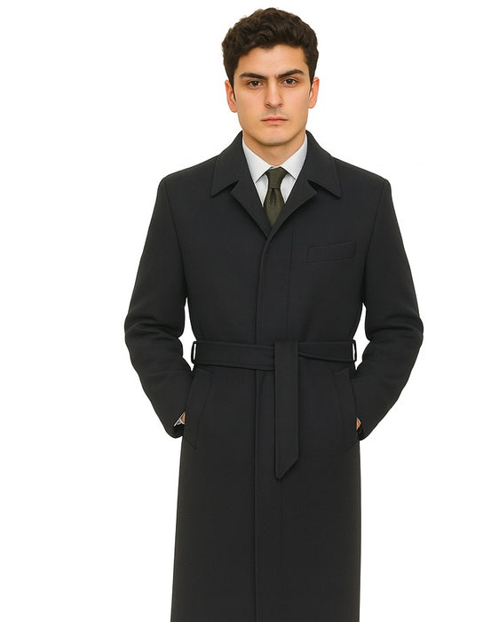 Mens Overcoat Mens Topcoat Mens Charcoal Belted Wool Dress Coat