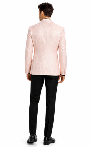Mens Paisley Blazer - Light Pink - Blush Prom Tuxedo Dinner Jacket