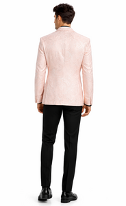 Mens Paisley Blazer - Light Pink - Blush Prom Tuxedo Dinner Jacket