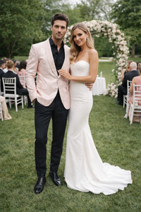 Mens Paisley Blazer - Light Pink - Blush Prom Tuxedo Dinner Jacket