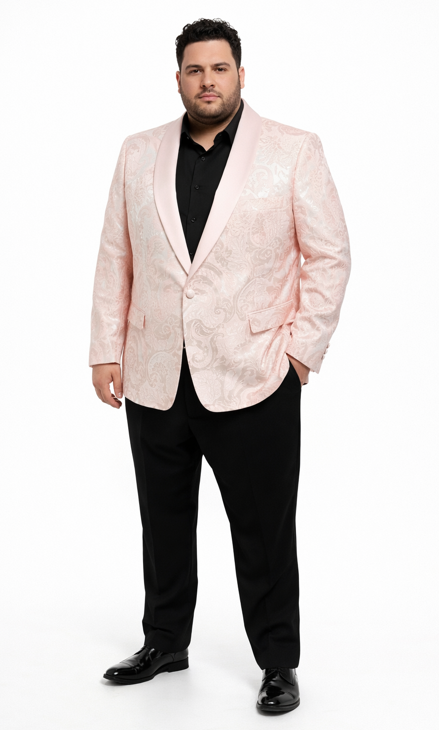 Mens Paisley Blazer - Light Pink - Blush Prom Tuxedo Dinner Jacket