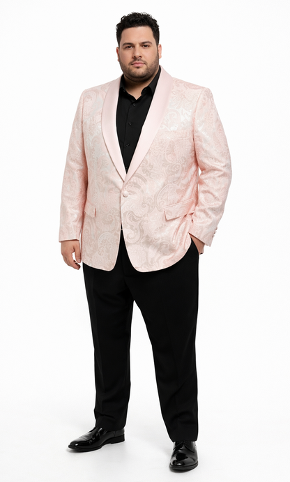 Mens Paisley Blazer - Light Pink - Blush Prom Tuxedo Dinner Jacket