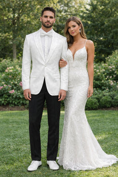 White Unique Men's Floral  Fancy