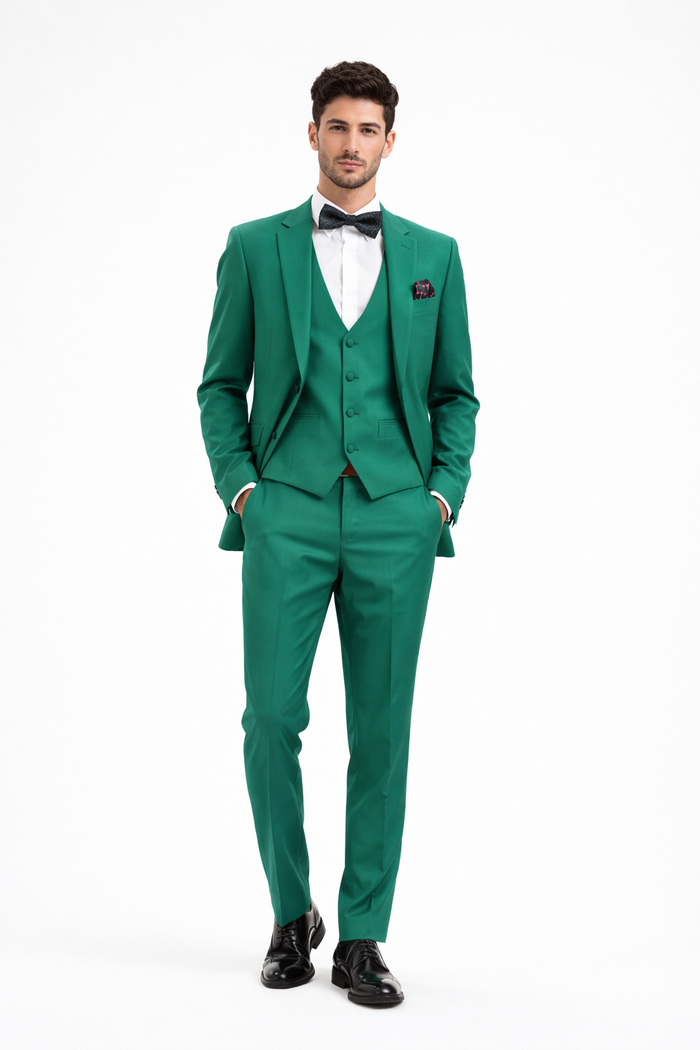 Men's Peak Lapel Green Suit
