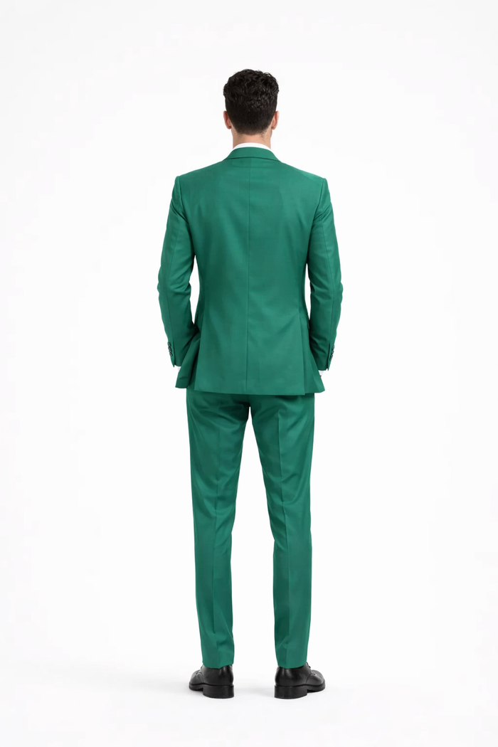 Men's Peak Lapel Green Suit - Image 2