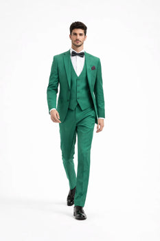 Men's Peak Lapel Green Suit - Image 3