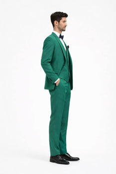 Men's Peak Lapel Green Suit - Image 4