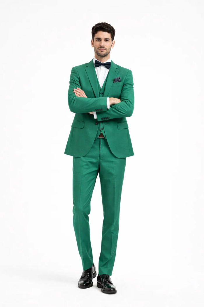 Men's Peak Lapel Green Suit - Image 5
