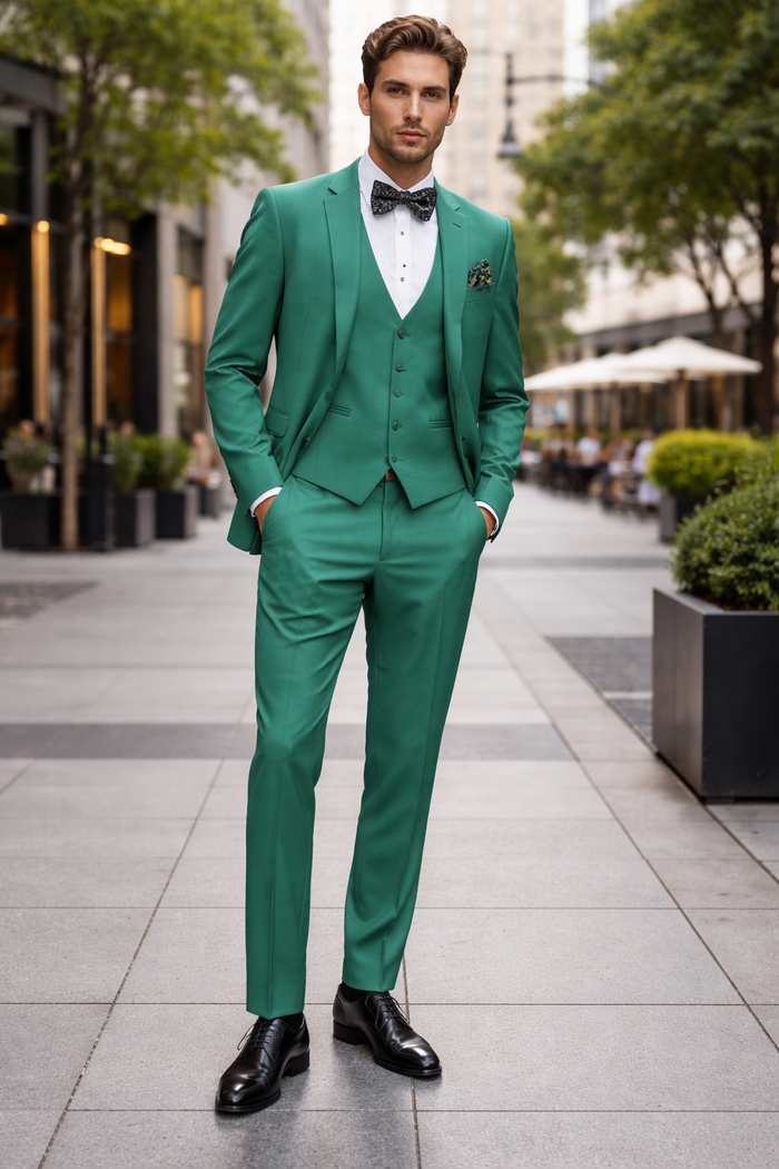 Men's Peak Lapel Green Suit - Image 7