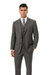 Mens Plaid Suit 2 button Vested windowpane  Pant Suit Charcoal - Three Piece Suit