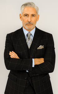 Mens Plaid Suit - Black Windowpane Suit - 1920 Suits