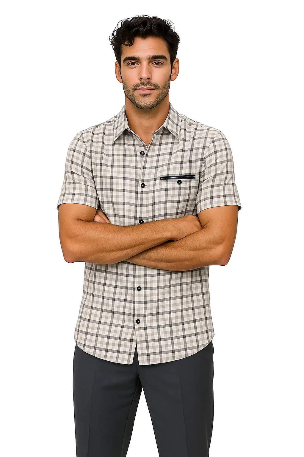Mens Plaid Walking Suit in Royal by Dreams by Zacchi – 2 Piece Leisure Outfit with Matching Shirt and Pants - $99