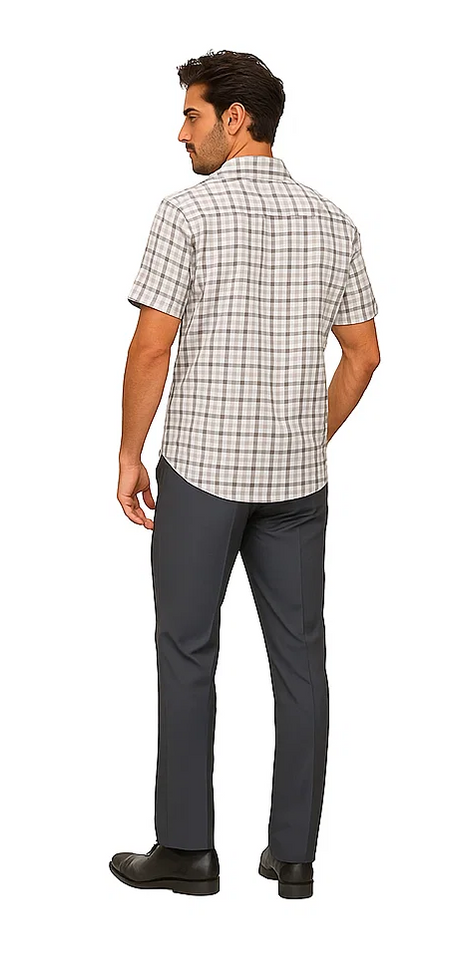 Mens Plaid Walking Suit in Tan by Dreams by Zacchi – 2 Piece Leisure Outfit with Matching Shirt and Pants - $99