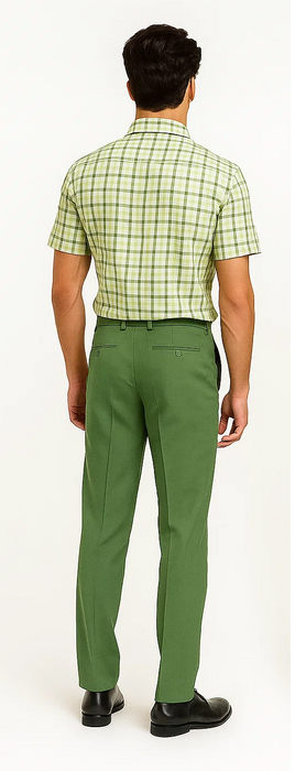 Mens Plaid Walking Suit in Sage by Dreams by Zacchi – 2 Piece Leisure Outfit with Matching Shirt and Pants - $99