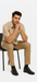 Mens Plaid Walking Suit in Tan by Dreams by Zacchi – 2 Piece Leisure Outfit with Matching Shirt and Pants - $99