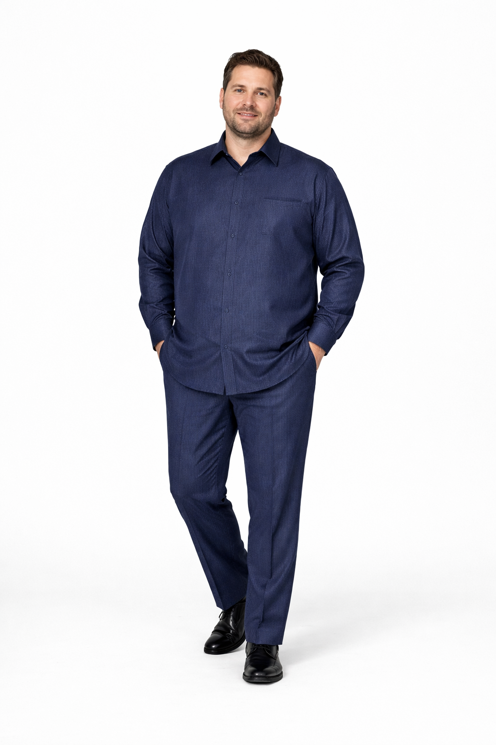 Men's Plain Long Sleeve Casual Walking Blue Suit