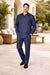 Men's Plain Long Sleeve Casual Walking Blue Suit