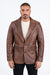 Mens Platini Western Leather Jacket Brown - Vintage Cowboy Style