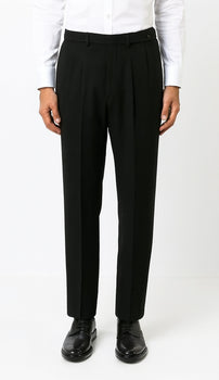 Mens Pleated Dress Pants Solid Black Wide Leg Slacks Pleated Baggy Dre — MensUSA Mens Pleated Dress Pants Solid Black Wide Leg Slacks Pleated Baggy Dre — MensUSA
